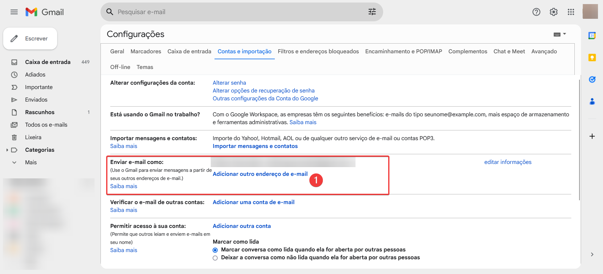 Gmail configuração Enviar e-mail como